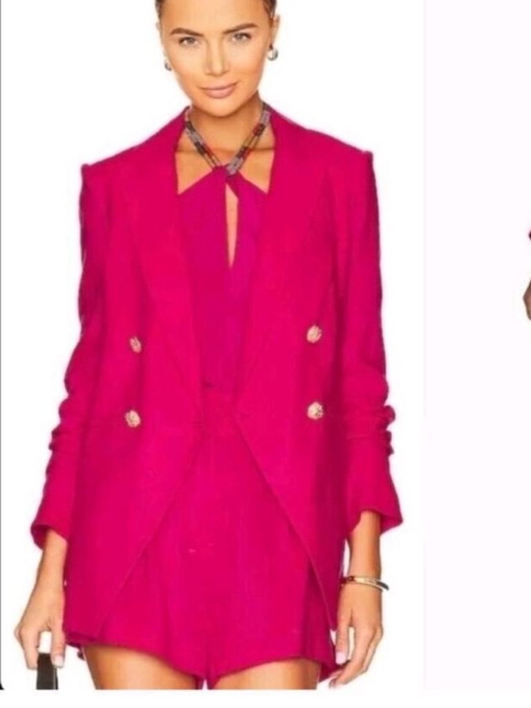 Veronica Beard Doublebreasted Linenblend Hirsh Dickey Fuchsia Jacket And Shorts